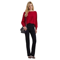 Cotton-Blend Dolman-Sleeve Sweater