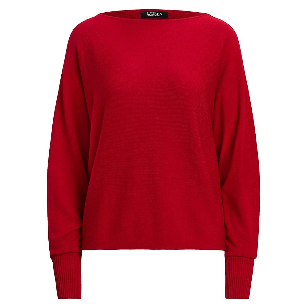 Cotton-Blend Dolman-Sleeve Sweater