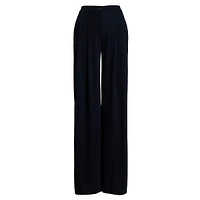 Pleated Stretch Jersey Wide-Leg Pants