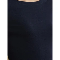 Two-Tone Stretch Cotton Elbow-Sleeve T-Shirt