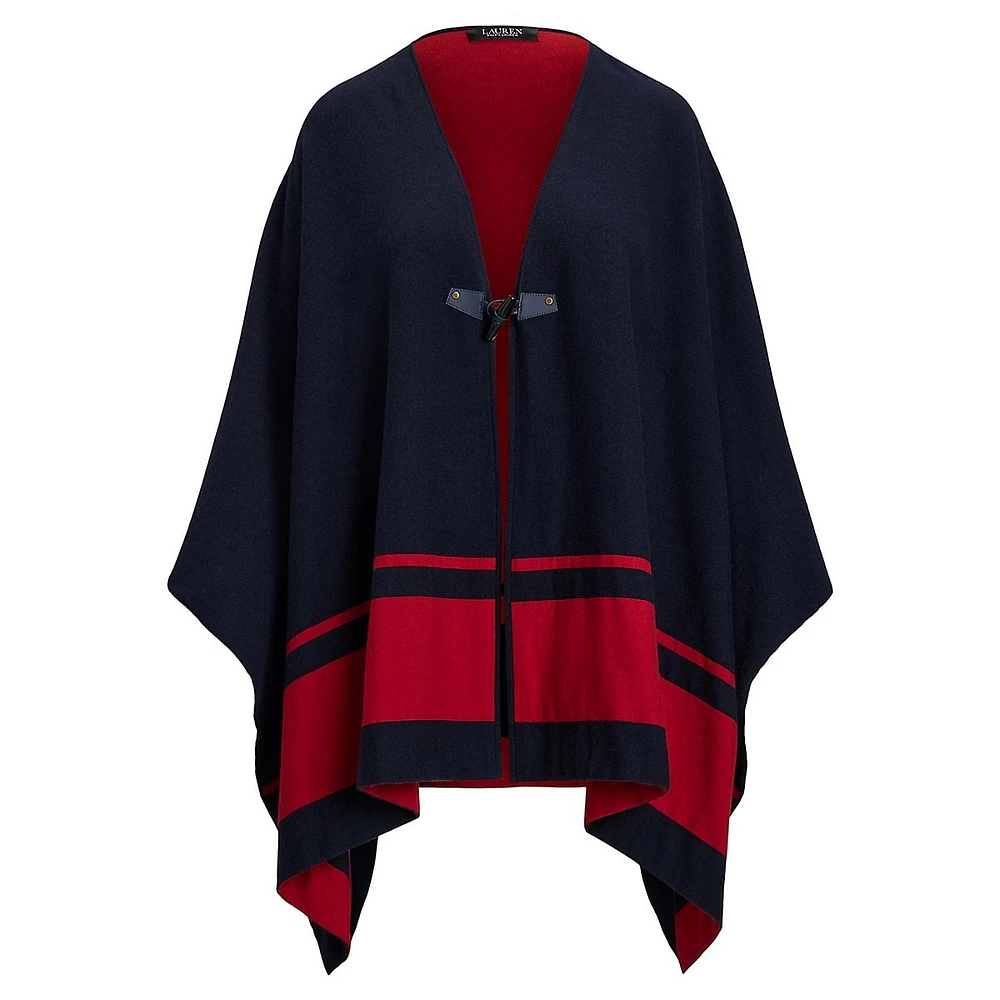 Intarsia-Knit Two-Tone Poncho