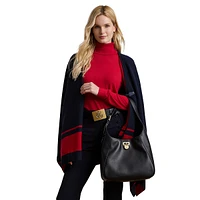 Intarsia-Knit Two-Tone Poncho