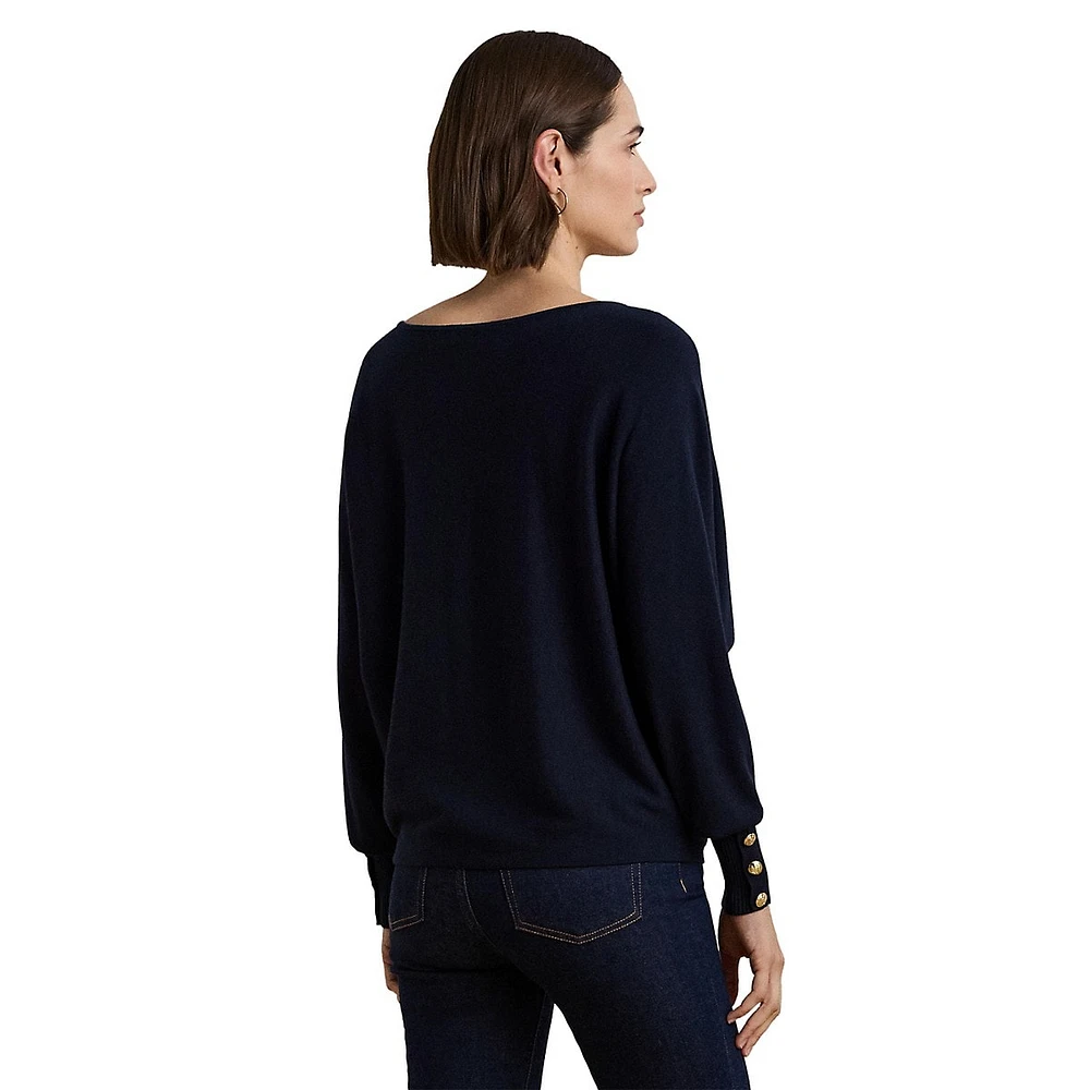 Cotton-Blend Dolman-Sleeve Sweater