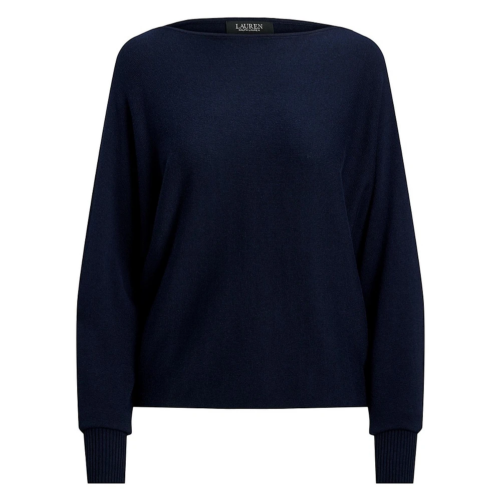 Cotton-Blend Dolman-Sleeve Sweater