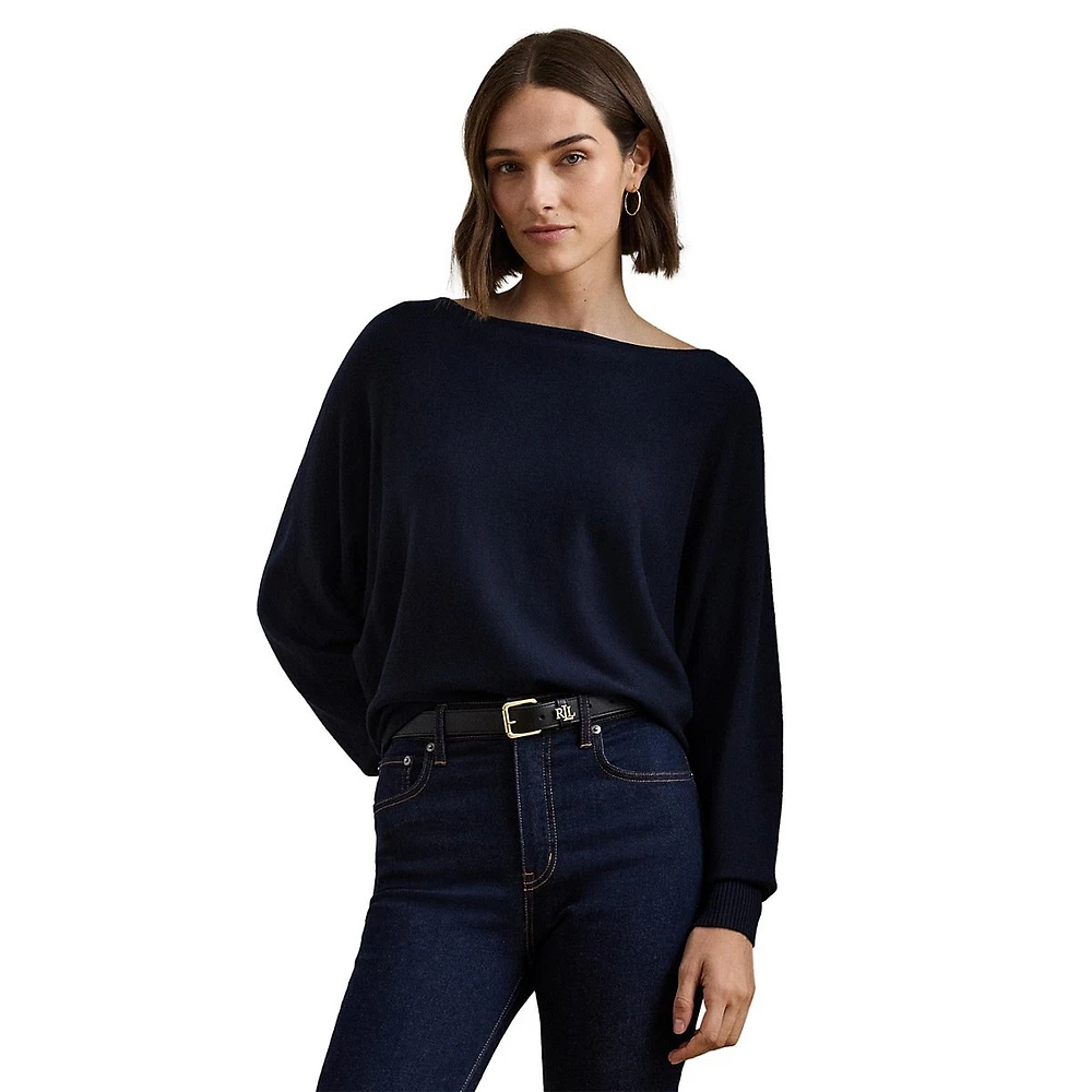 Cotton-Blend Dolman-Sleeve Sweater