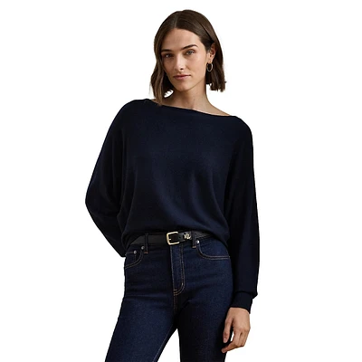 Cotton-Blend Dolman-Sleeve Sweater