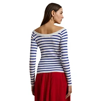 Striped Ballet-Neck Sweater