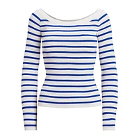 Striped Ballet-Neck Sweater