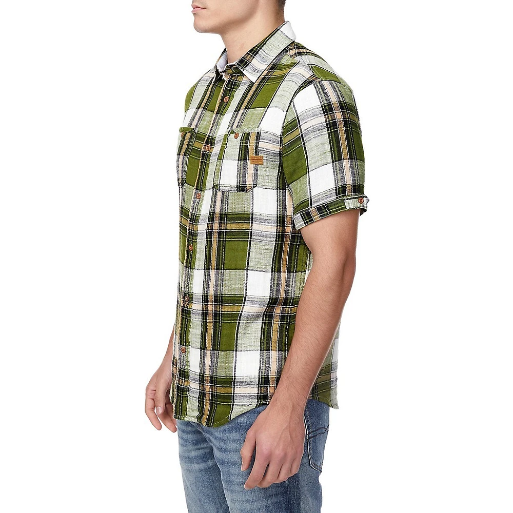 Sachino Relaxed-Fit Short-Sleeve Plaid Shirt