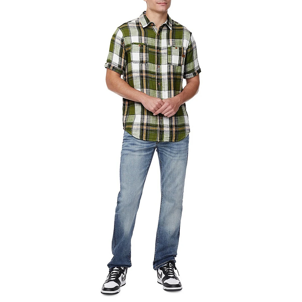 Sachino Relaxed-Fit Short-Sleeve Plaid Shirt