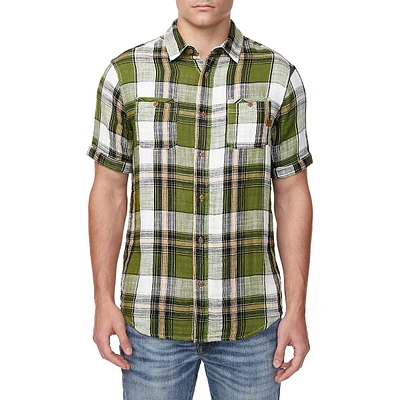 Sachino Relaxed-Fit Short-Sleeve Plaid Shirt