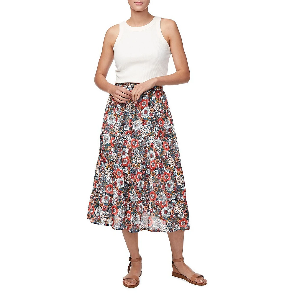 Aletta Tiered Floral Long Skirt
