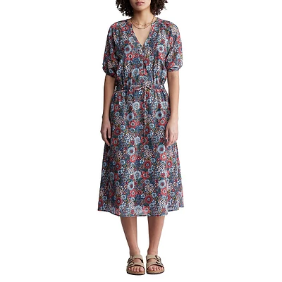 Merrie Floral Puff-Sleeve Midi Dress