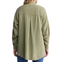 Taylee Oversized Textured Cotton Blouse
