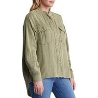 Taylee Oversized Textured Cotton Blouse