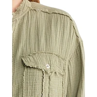 Taylee Oversized Textured Cotton Blouse