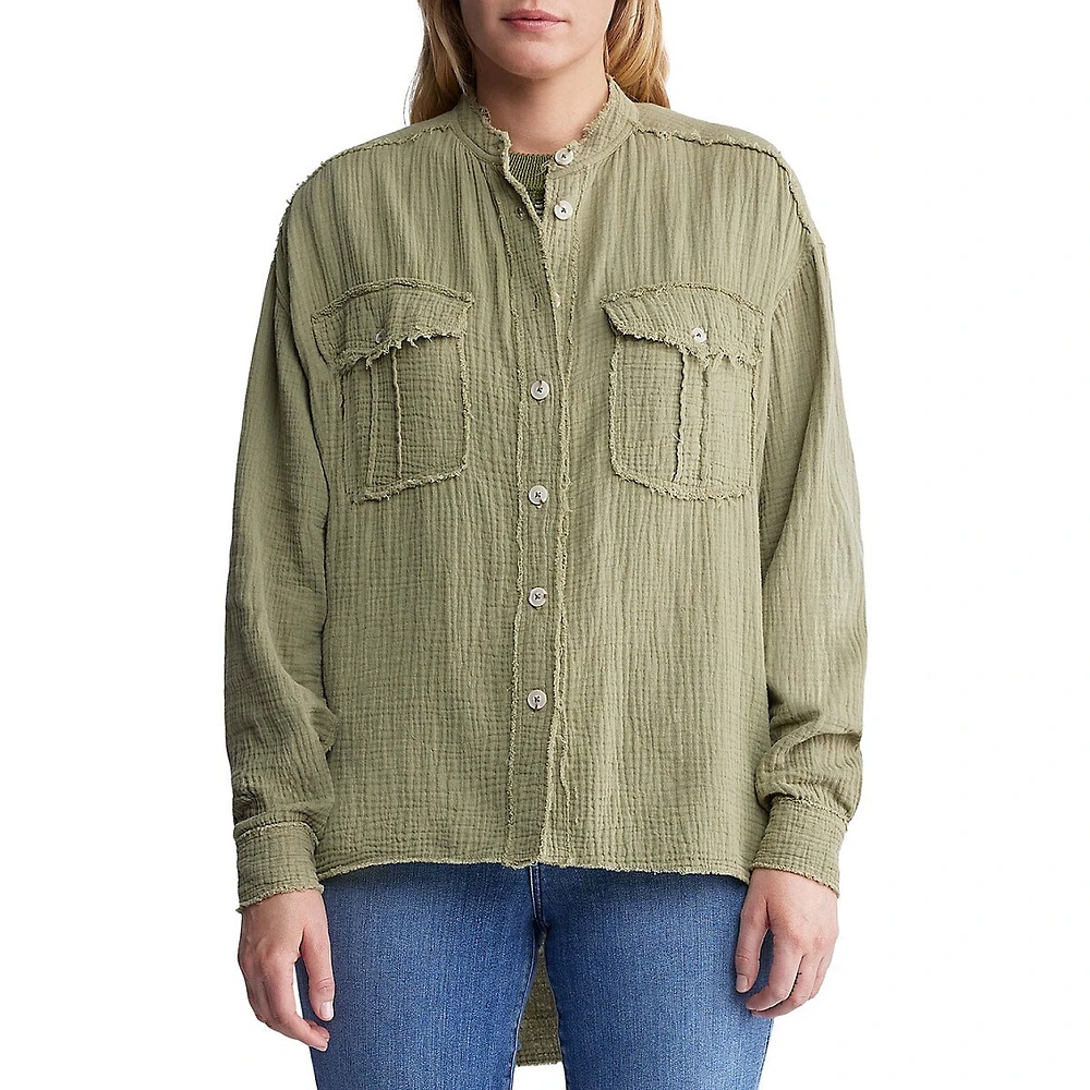 Taylee Oversized Textured Cotton Blouse