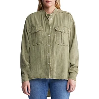 Taylee Oversized Textured Cotton Blouse