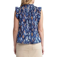 Cinza Printed Flutter-Sleeve Top