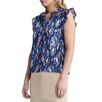 Cinza Printed Flutter-Sleeve Top