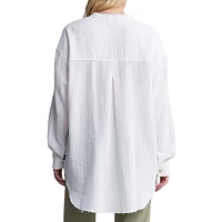 Taylee Oversized Textured Cotton Blouse