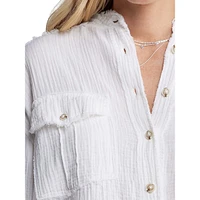 Taylee Oversized Textured Cotton Blouse