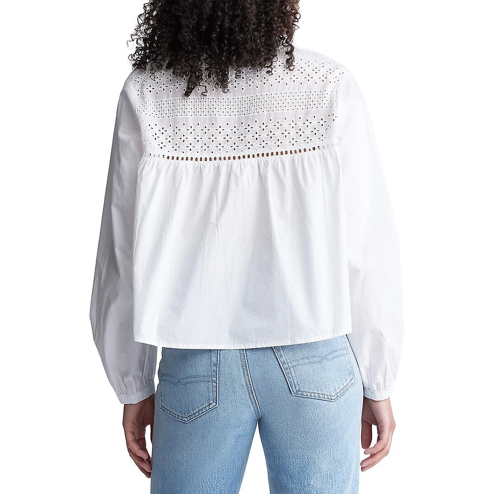 Selyse V-Neck Eyelet Blouse