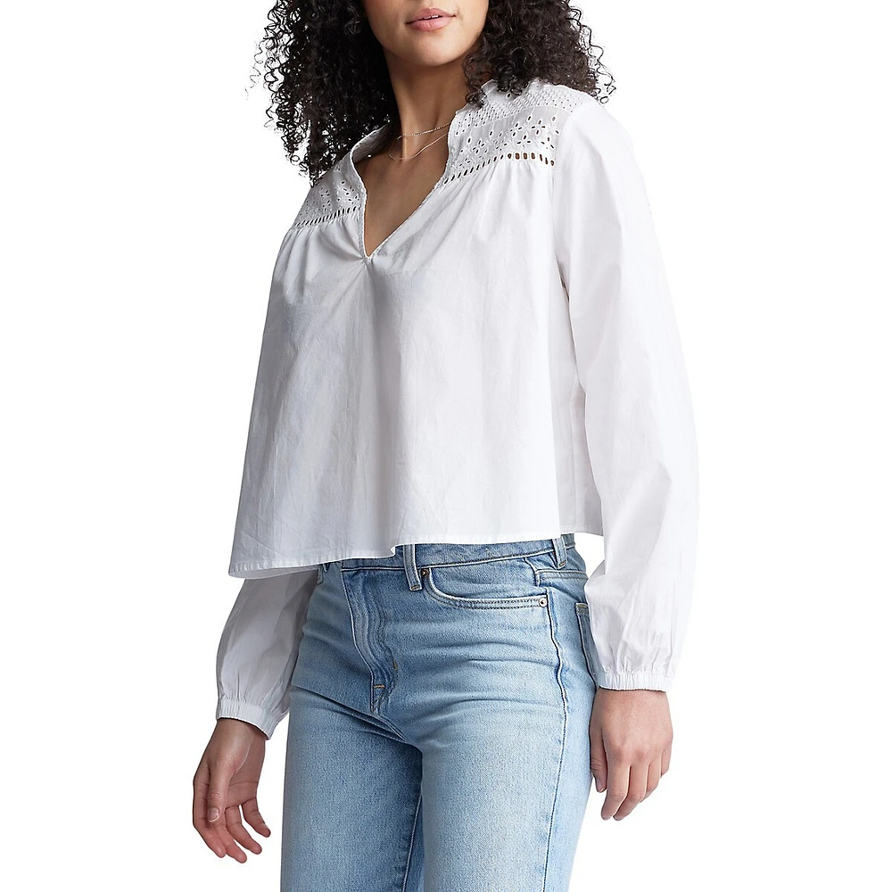 Selyse V-Neck Eyelet Blouse