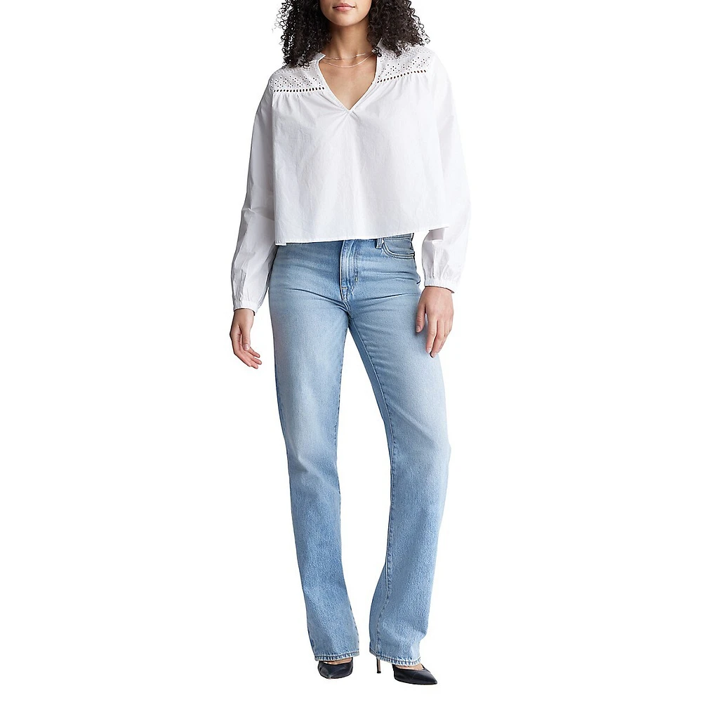 Selyse V-Neck Eyelet Blouse