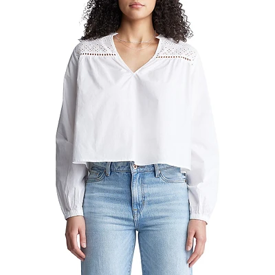 Selyse V-Neck Eyelet Blouse