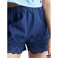 Parton Eyelet Scalloped Hem Shorts