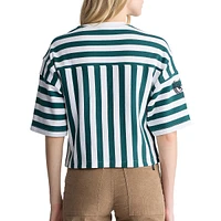 Kenza Striped Short-Sleeve Boxy Cropped Top