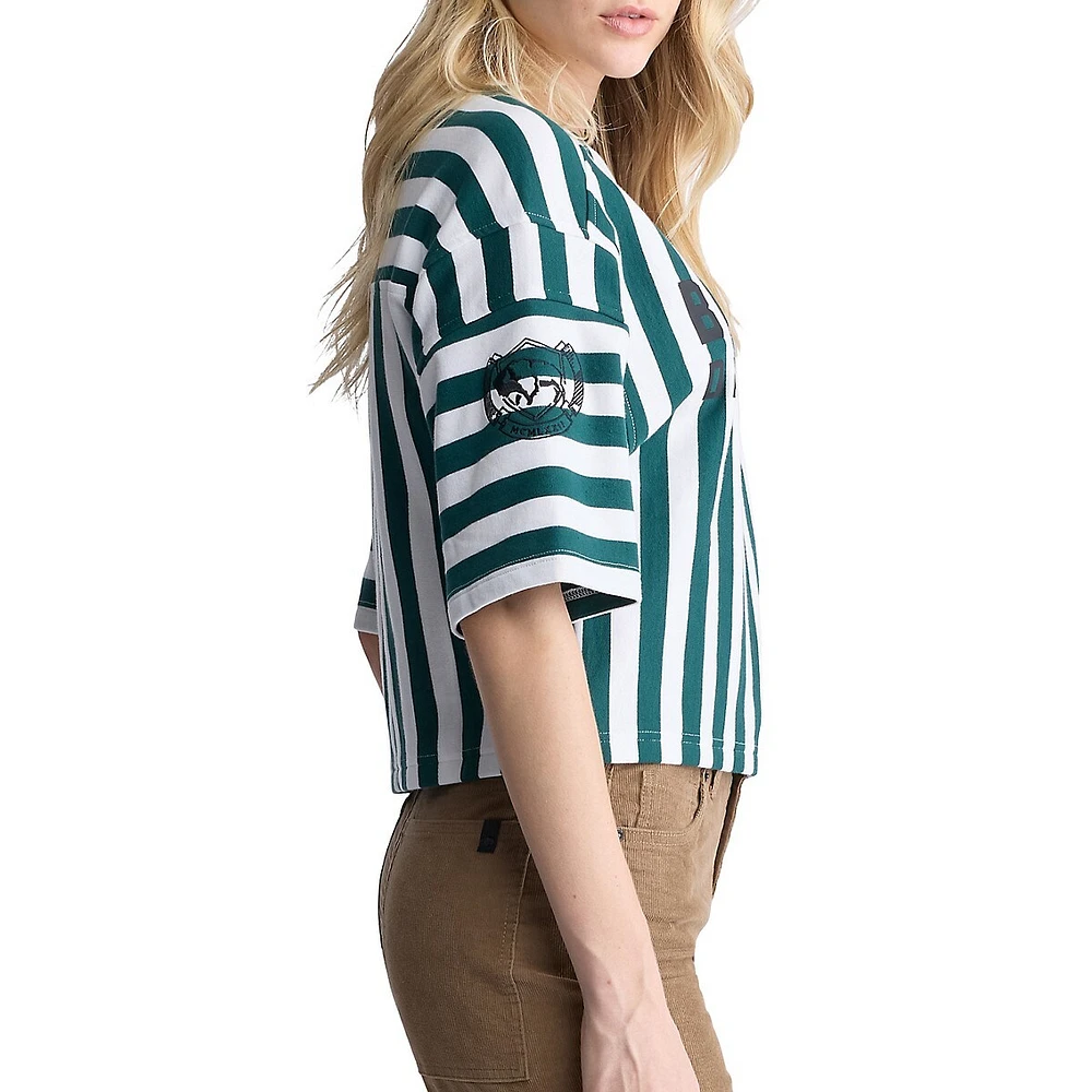 Kenza Striped Short-Sleeve Boxy Cropped Top