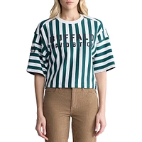 Kenza Striped Short-Sleeve Boxy Cropped Top