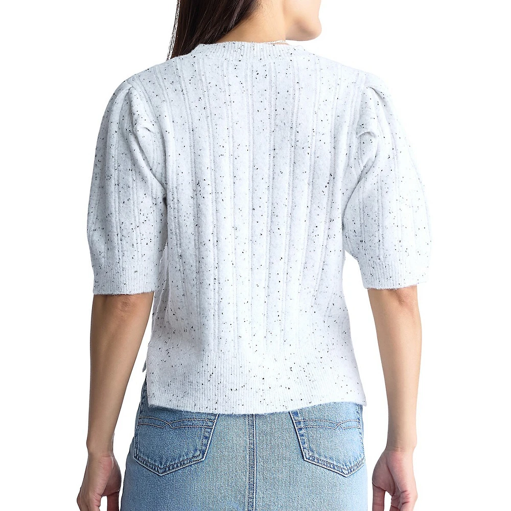 Jaxie Puff-Sleeve Textured-Knit Sweater