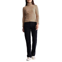 Mavra Striped Ribbed Turtleneck Top