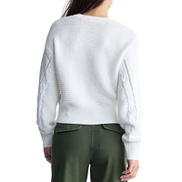 Camellia Openwork-Detail Cable-Knit Sweater
