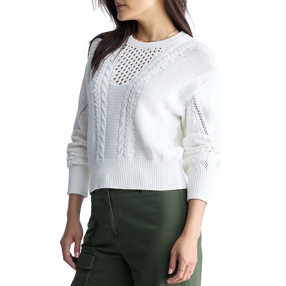 Camellia Openwork-Detail Cable-Knit Sweater