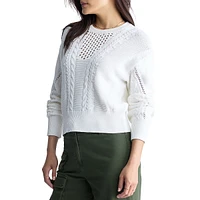 Camellia Openwork-Detail Cable-Knit Sweater