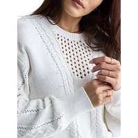 Camellia Openwork-Detail Cable-Knit Sweater