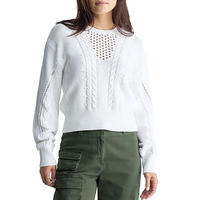 Camellia Openwork-Detail Cable-Knit Sweater