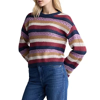 Wrenlee Stripe-Knit Crop Sweater