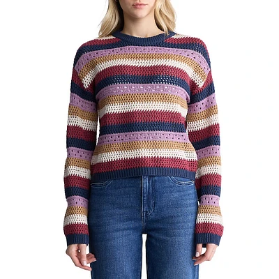 Wrenlee Stripe-Knit Crop Sweater