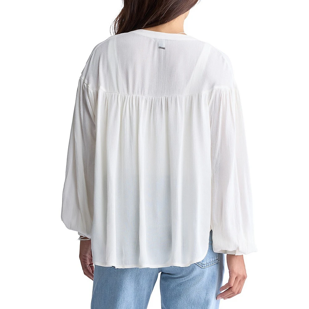 Kensley Drop-Shoulder Splitneck Loose Blouse