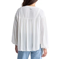 Kensley Drop-Shoulder Splitneck Loose Blouse