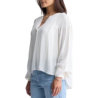 Kensley Drop-Shoulder Splitneck Loose Blouse