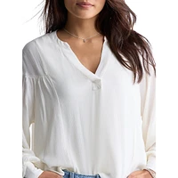 Kensley Drop-Shoulder Splitneck Loose Blouse