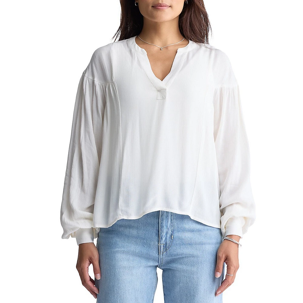 Kensley Drop-Shoulder Splitneck Loose Blouse