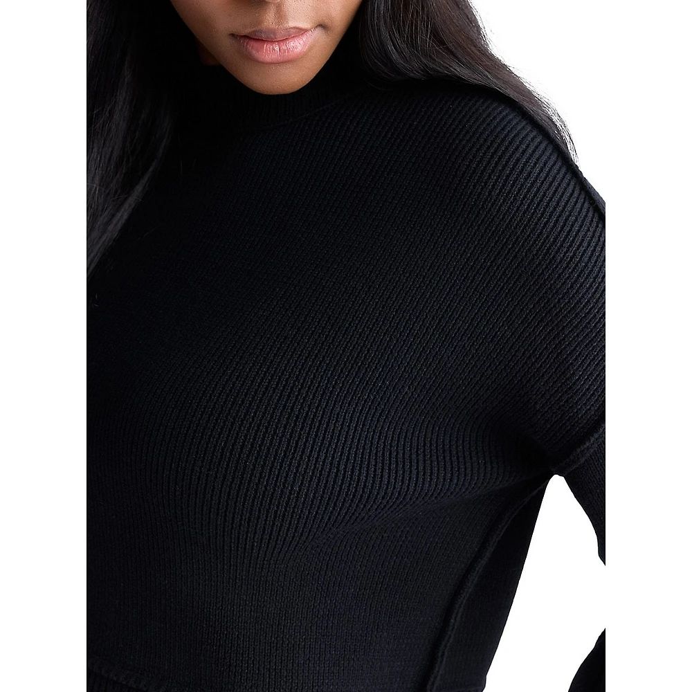 Seema Loose-Fit Piped-Seam Crop Sweater