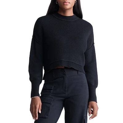 Seema Loose-Fit Piped-Seam Crop Sweater